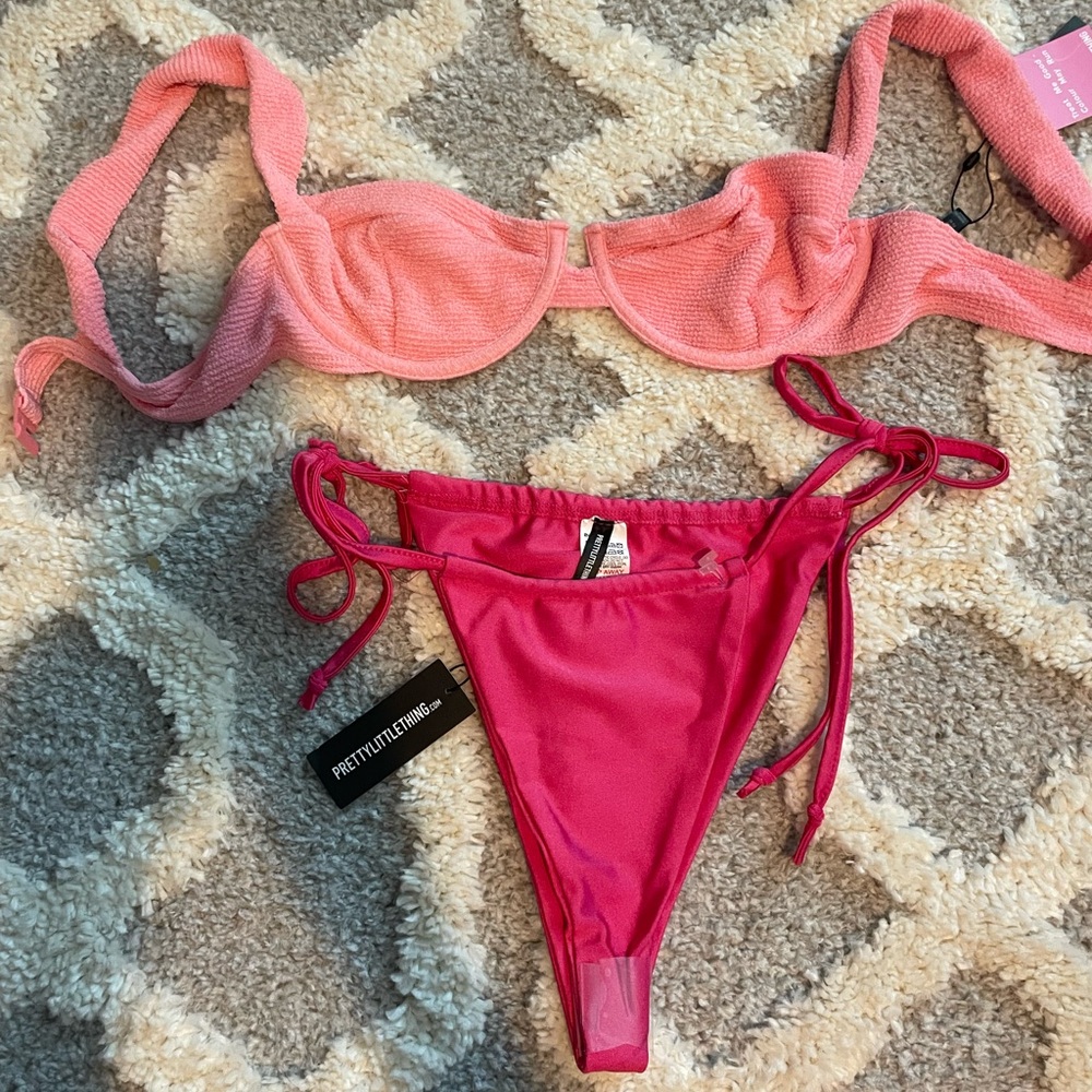 PrettyLittleThing Coral and Fuchsia Bikini Set